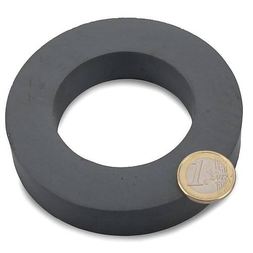 100x60x20 mm, Delikli Mıknatıs, Seramik, Oksit, Kömür Magnet (Çap:100mm, Delik:60mm, Kalınlık:20mm)