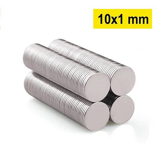 10x1 mm, Yuvarlak Neodyum Mıknatıs, Güçlü Magnet, (Çap: 10 mm, Kalınlık: 1 mm)