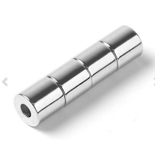 10x10 mm, Yuvarlak, Düz Delikli, Neodyum Mıknatıs, Güçlü Magnet, (Çap:10mm, Kalınlık:10mm)