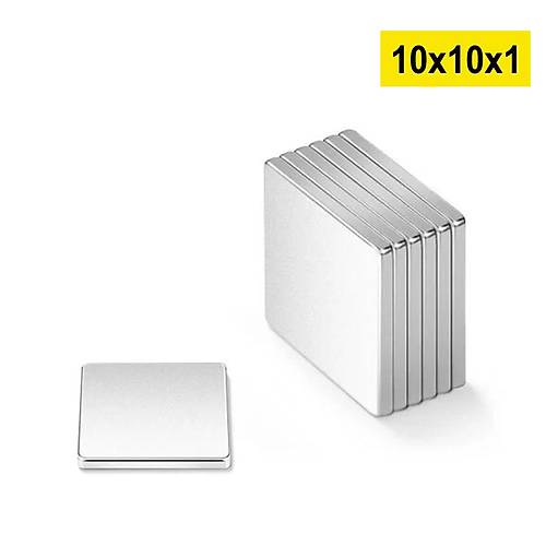 10x10x1 mm, Köşeli Neodyum Mıknatıs, Güçlü Magnet, (Boy:10mm, En:10mm, Kalınlık:1mm)