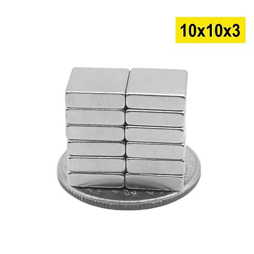 10x10x3 mm, Köşeli Neodyum Mıknatıs, Güçlü Magnet, (Boy:10mm, En:10mm, Kalınlık:3mm)