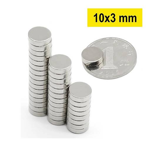 10x3 mm, Yuvarlak Neodyum Mıknatıs, Güçlü Magnet, (Çap: 10 mm, Kalınlık: 3 mm)