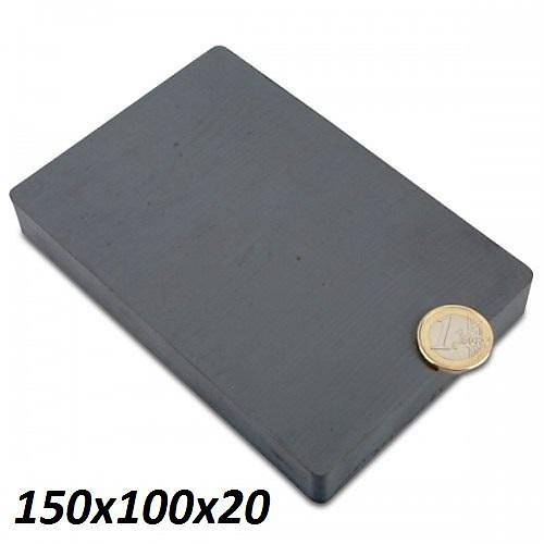 150x100x25 mm, Köşeli Mıknatıs, Seramik, Oksit, Kömür Magnet (Boy:150mm, En:100mm, Kalınlık:20mm)