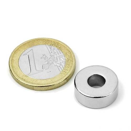 15x5 mm, Yuvarlak, Düz Delikli, Neodyum Mıknatıs, Güçlü Magnet, (Çap:15mm, Kalınlık:5mm)