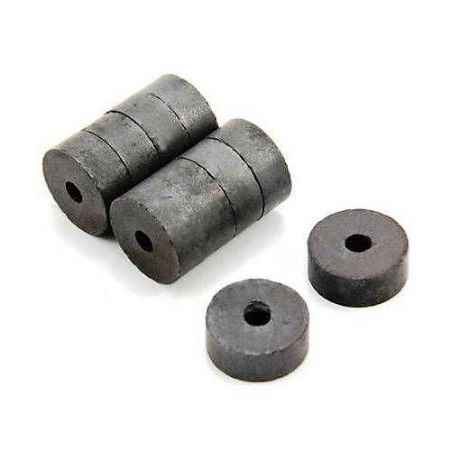 18x5x10 mm, Delikli Mıknatıs, Seramik, Oksit, Kömür Magnet (Çap:18mm, Delik:5mm, Kalınlık:10mm)