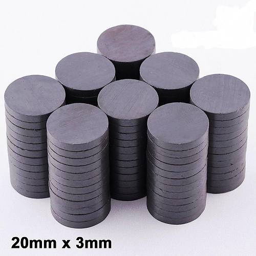 20x3 mm, Yuvarlak Mıknatıs, Seramik, Oksit, Kömür Magnet (Çap: 20 mm, Kalınlık: 3 mm)