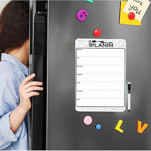 Haftalık Menü, Magnet Planlayıcı, Katlanabilir, Silinebilir, Mıknatıslı Yazı Tahtası Pano + Kalem
