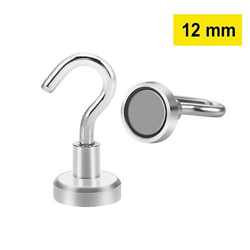 Neodyum, Pot Mıknatıs, 12 mm, Güçlü, Askı Kanca Mıknatıs