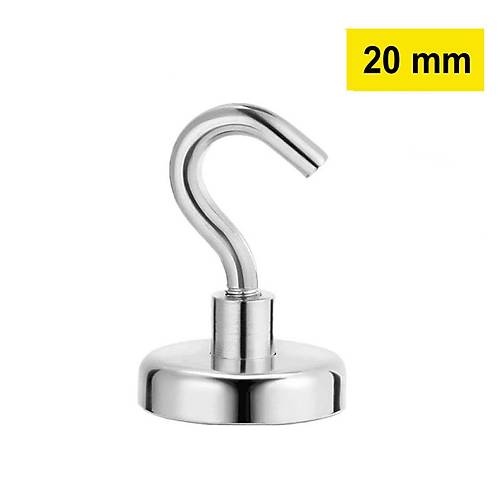 Neodyum, Pot Mıknatıs, 20 mm, Güçlü, Askı Kanca Mıknatıs