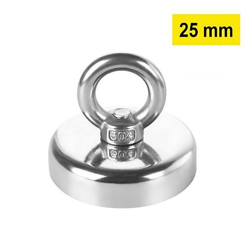 Neodyum, Pot Mıknatıs, 25 mm, Güçlü, Halka Mıknatıs, Magnet Fishing, Kurtarma Mıknatısı