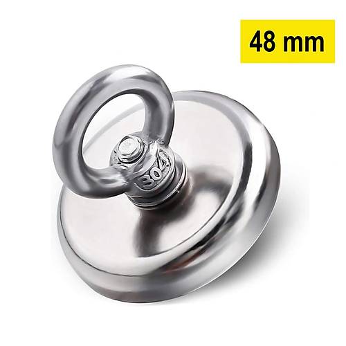 Neodyum, Pot Mıknatıs, 48 mm, Güçlü, Halka Mıknatıs, Magnet Fishing, Kurtarma Mıknatısı