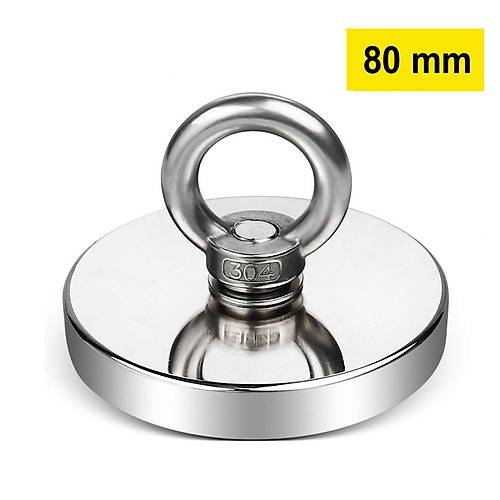 Neodyum, Pot Mıknatıs, 80 mm, Güçlü, Halka Mıknatıs, Magnet Fishing, Kurtarma Mıknatısı